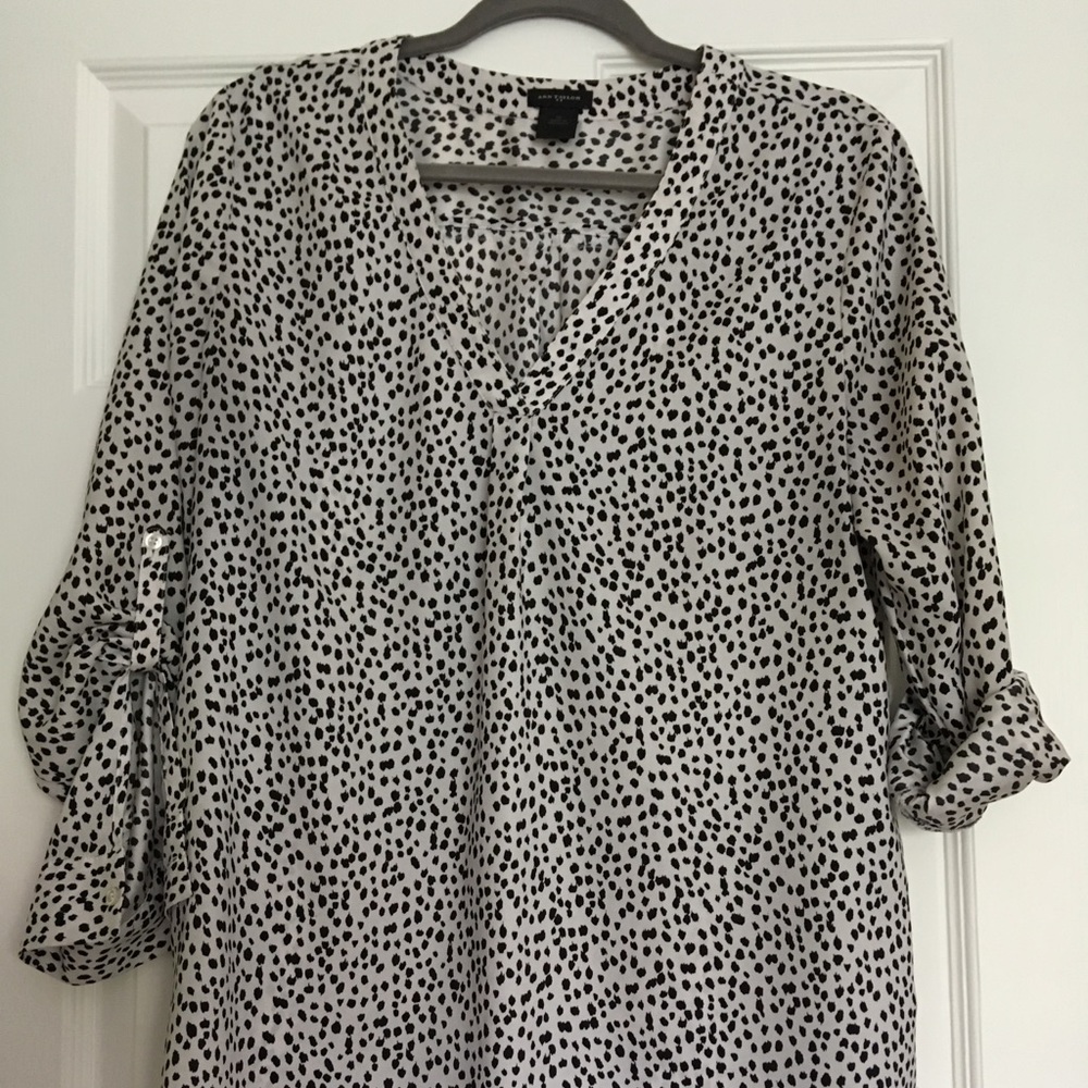 Dalmatian print long sleeved Ann Taylor blouse